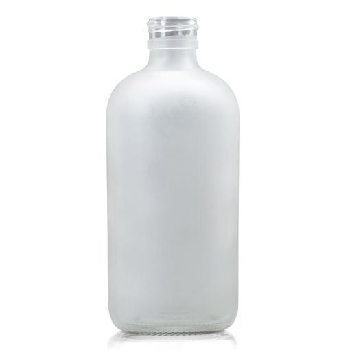 4 oz Clear Frosted Boston Round Glass Bottle with 24-400 Neck Finish